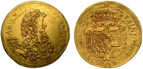 CARLO EMANUELE II di SAVOIA. L'Adriano del Piemonte (1648-1675). Da 10 scudi d'oro 1663 (IV tipo). Torino.

CAR EM II D G DVX SAB 1663. Busto paluda...