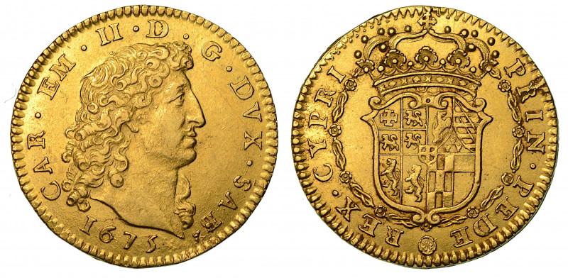 CARLO EMANUELE II di SAVOIA. L'Adriano del Piemonte (1648-1675). Doppia d'oro 16...