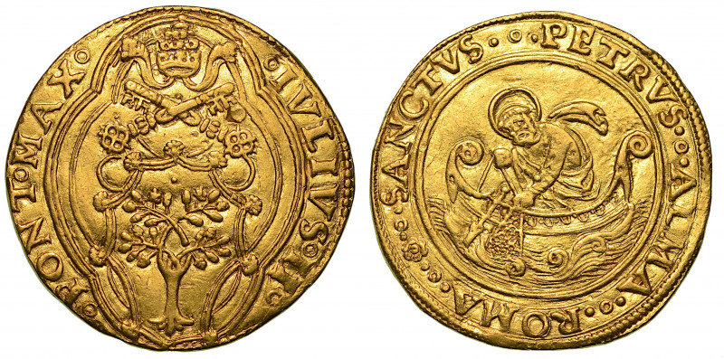 GIULIO II (Giuliano della Rovere), 1503-1513. Doppio fiorino di camera (Zecchier...
