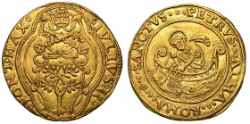 GIULIO II (Giuliano della Rovere), 1503-1513. Doppio fiorino di camera (Zecchiere Antonio Segni).

IVLIVS II PONT MAX Stemma decagono con piccole co...