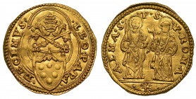 LEONE X (Giovanni de' Medici), 1513-1521. Ducato papale (Zecchiere Banco Fugger).

LEO PAPA DECIMVS Stemma semiovale gigliato sormontato da chiavi d...