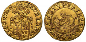 ADRIANO VI (Adriano Florensz), 1522-1523. Doppio fiorino di camera (Zecchiere Engelhard Schauer - Banco Fugger).

ADRIANVS VI PONT MA Stemma semiova...