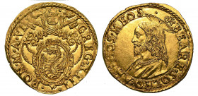 GREGORIO XIII (Ugo Boncompagni), 1572-1585. Scudo d'oro (Zecchiere Guglielmo Tronci).

GREG XIII PON M A VI. Stemma ovale in cornice a volute estern...