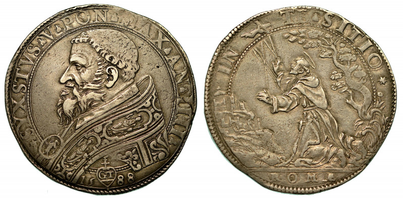 SISTO V (Felice Peretti), 1588-1590. Scudo d'argento 1588 A. IIII.

SIXSTVS V ...