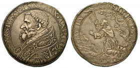 SISTO V (Felice Peretti), 1588-1590. Scudo d'argento 1588 A. IIII.

SIXSTVS V PON MAX AN IIII Busto a s., a testa nuda, con piviale ornato da due fi...