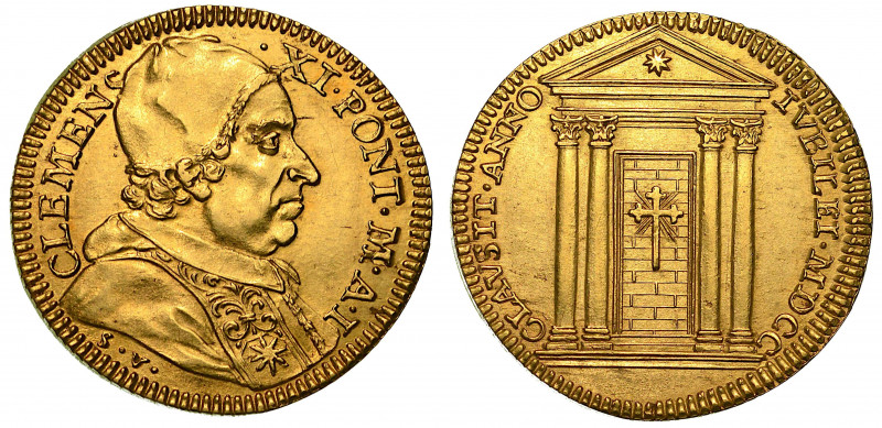 CLEMENTE XI (Giovanni Francesco Albani), 1700-1721. Doppia 1700 A.I. Chiusura an...