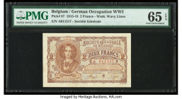 Belgium Societe Generale de Belgique 2 Francs 1.4.1915 Pick 87 PMG Gem Uncirculated 65 EPQ. 

HID09801242017

© 2020 Heritage Auctions | All Rights Re...