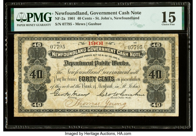 Canada St. John's-NF Newfoundland Government Cash Note 40 Cents 1901 NF-2a PMG C...