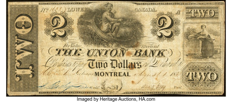 Canada Montreal, PQ- Union Bank $2 1.8.1838 Ch.# 725-16-04 Fine. 

HID0980124201...