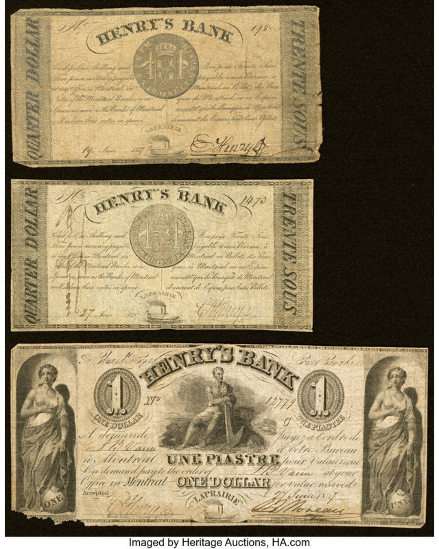 Canada Henry's Bank Good-Fine Group Lot of 3 Examples. 

HID09801242017

© 2020 ...