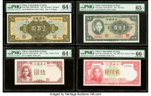 China Central Bank of China 100 Dollars; 5; 100; 2000 Yuan 1928; 1941 (2); 1942 Pick 199f; 235; 243a; 253 Four Examples PMG Choice Uncirculated 64 EPQ...