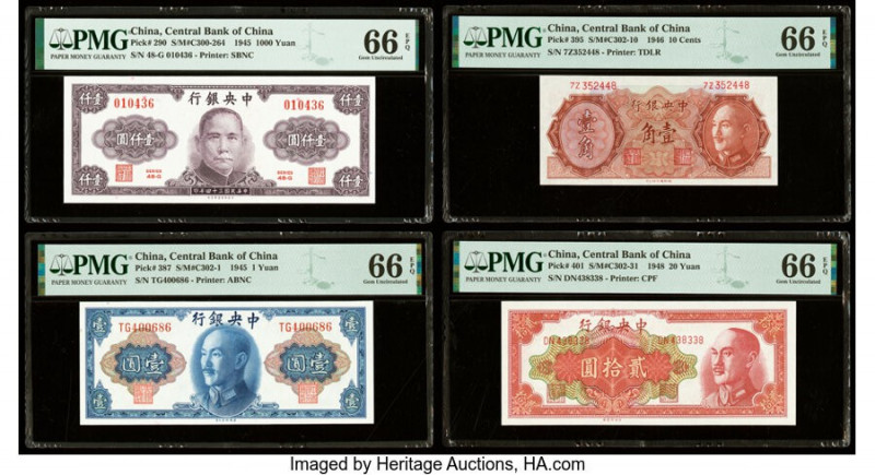 China Central Bank of China 1; 1000; 20 Yuan; 10 Cents 1945 (2); 1946; 1948 Pick...