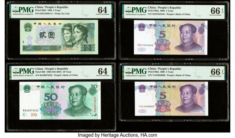 China People's Bank of China Group Lot of 13 Examples PMG Choice Uncirculated 64...