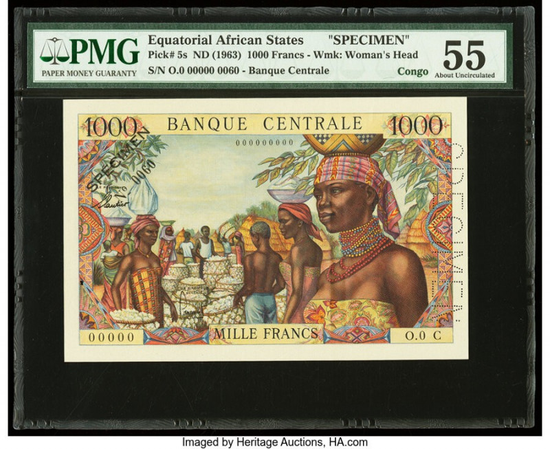 Equatorial African States Banque Centrale, Congo 1000 Francs ND (1963) Pick 5s S...