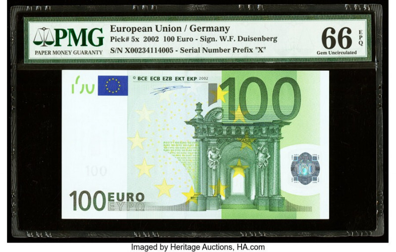 European Union Central Bank, Germany 100 Euro 2002 Pick 5x PMG Gem Uncirculated ...