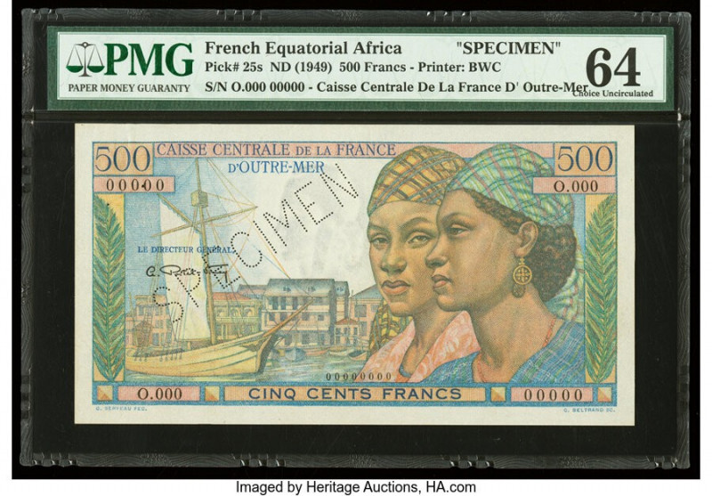 French Equatorial Africa Caisse Centrale de la France d'Outre-Mer 500 Francs ND ...