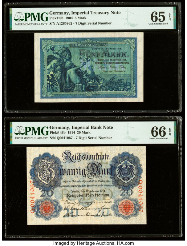 Germany Imperial Treasury Note 5 Mark 31.10.1904 Pick 8b PMG Gem Uncirculated 65...