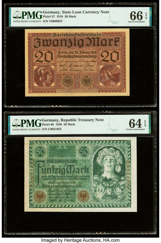 Germany Group of 4 Graded Examples PMG Gem Uncirculated 66 EPQ (1); Choice Uncir...