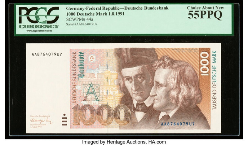 Germany Federal Republic Deutsche Bundesbank 1000 Deutsche Mark 1.8.1991 Pick 44...