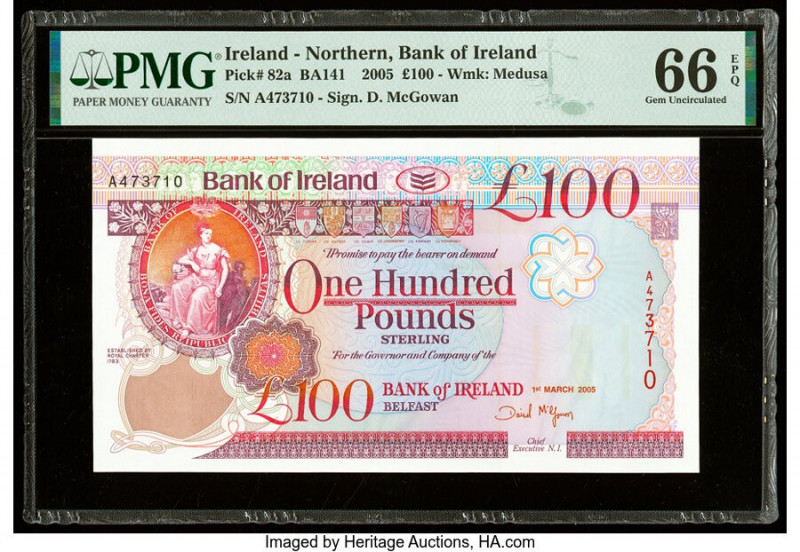 Ireland - Northern Bank of Ireland 100 Pounds 1.3.2005 Pick 82a PMG Gem Uncircul...