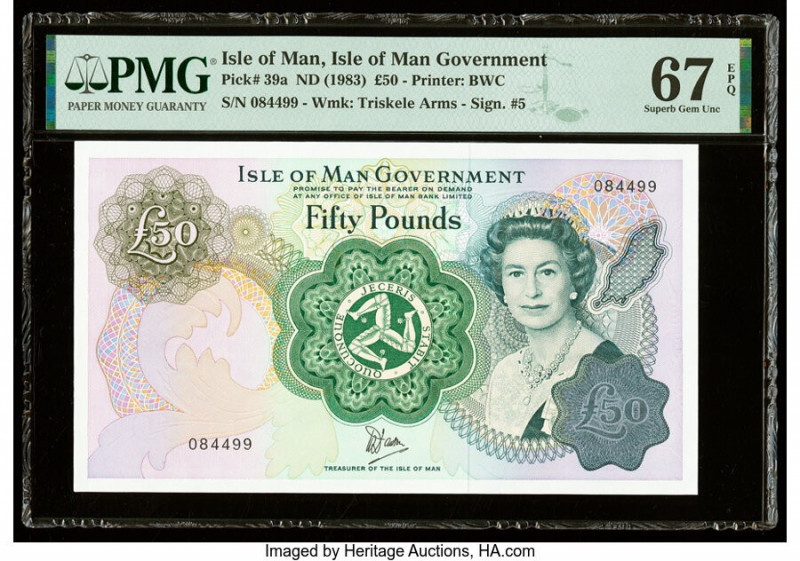 Isle Of Man Isle of Man Government 50 Pounds ND (1983) Pick 39a PMG Superb Gem U...