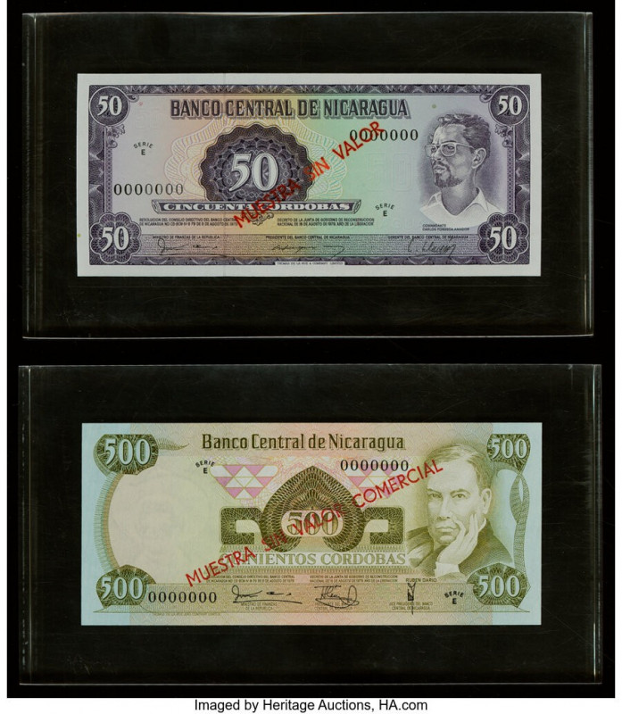 Nicaragua Banco Central 50; 500 Cordobas 1979 Pick 131; 138 Two Examples in Luci...