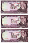 COLOMBIA 3 Pcs. 50 Pesos 1985 Consecutive UNC.