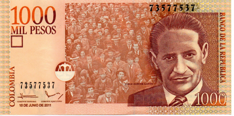 COLOMBIA 1000 Pesos 2011 RADAR 73577537 UNC