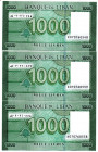 LEBANON 3 Pcs. 1000 Livres 2004 UNC