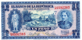 COLOMBIA 1 Peso 1953 1 Year Type, Scarce UNC