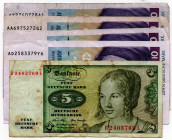 GERMANY 5 Pcs. 1980s 45 DM Marks in Exchange 
22,5 EUR in exchangable notes, a bargain for collectors