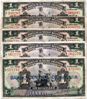 BOLIVIA 5 Pcs 1 Boliviano 1911 (Counter Stamp of 1929) La Paz, VG