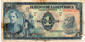 COLOMBIA 1 Peso 1940 Series R. G/VG