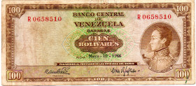 VENEZUELA 100 Bolivares 1966 F