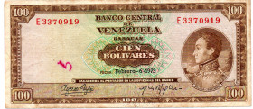 VENEZUELA 100 Bolivares 1973 VF+