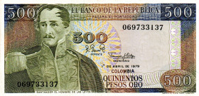 COLOMBIA 500 Pesos 1979 UNC, 2 Year Type