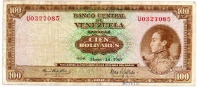 VENEZUELA 100 Bolivares 1969 VF