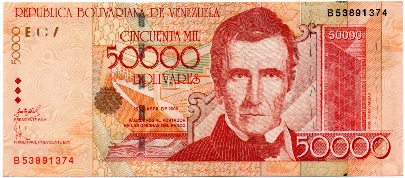 VENEZUELA 50.000 BOLIVARES 2006 AU
