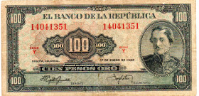 COLOMBIA 100 Pesos 1960 Series Y, G