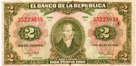 COLOMBIA 2 Pesos 1955 Series GG, G
