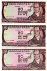 COLOMBIA 3 Pcs. 50 Pesos 1981 & 1985 (2). XF-AU
