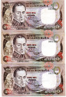 COLOMBIA 3 Pcs. 2000 Pesos July & December 1994. VF/XF