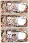 COLOMBIA 3 Pcs. 2000 Pesos July 1993. XF