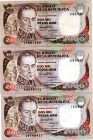 COLOMBIA 3 Pcs. 2000 Pesos December 1990. VF/XF