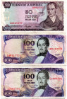 COLOMBIA 3 Pcs. 50 Pesos 1969, 100 Pesos 1977 & 1980. VF/XF