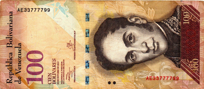 VENEZUELA 100 Bolivares 2013 Double 33777799 VF