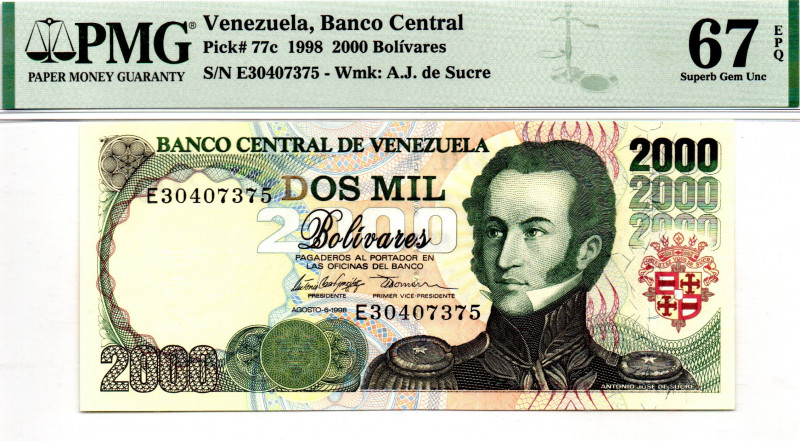 VENEZUELA 2000 Bolivares 1998 67 EPQ PMG