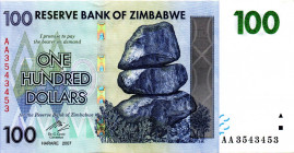 ZIMBABWE $100 Dollars 2007 RADAR AA3543453 UNC