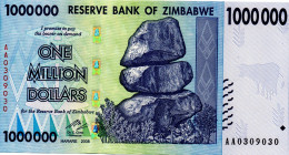 ZIMBABWE $1.000.000 Dollars 2008 RADAR 0309030 UNC