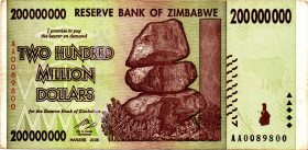 ZIMBABWE $200.000.000 Dollars 2008 RADAR 0089800 XF